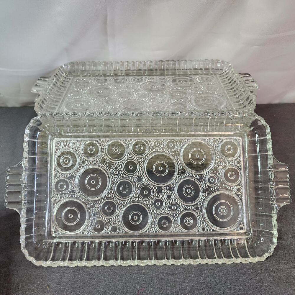 1950's Anchor Hocking Colonial Lady Clear Snack Plate No Cups - Set of 8 - Picture 3 of 5
